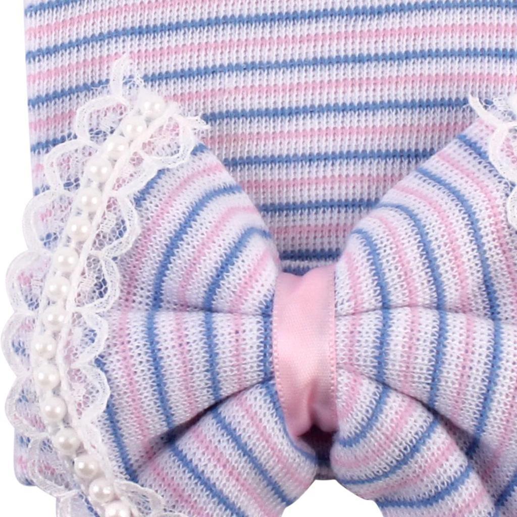 New Unisex Baby Infant Striped Soft Hat Cap For Newborn Beanie Big Bow