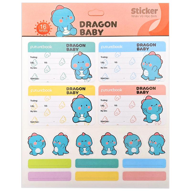 Nhãn Vở Học Sinh Dragon Baby Kèm Sticker - futurebook N101 (16 Nhãn)