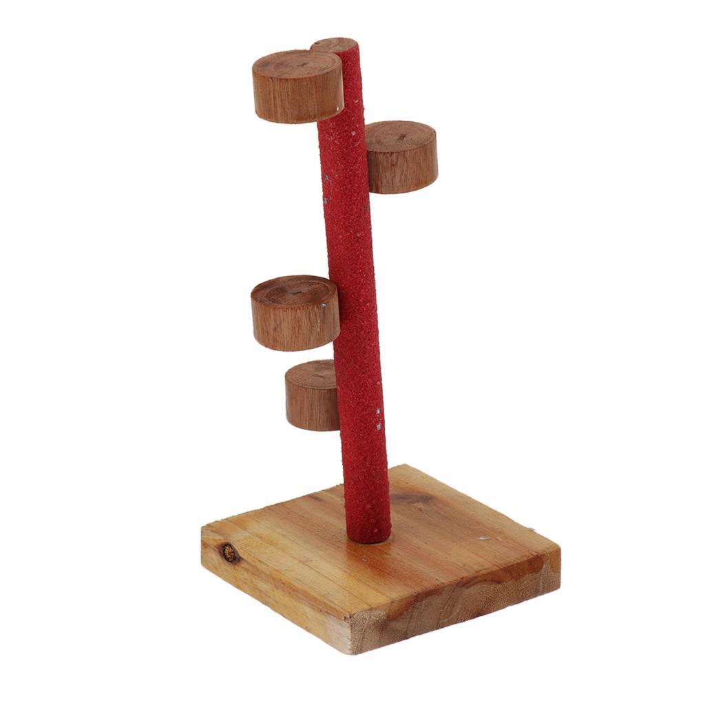 Natural Wood Pet Parrot Stand Toy Exercise Hamster Perches for Bird Cage