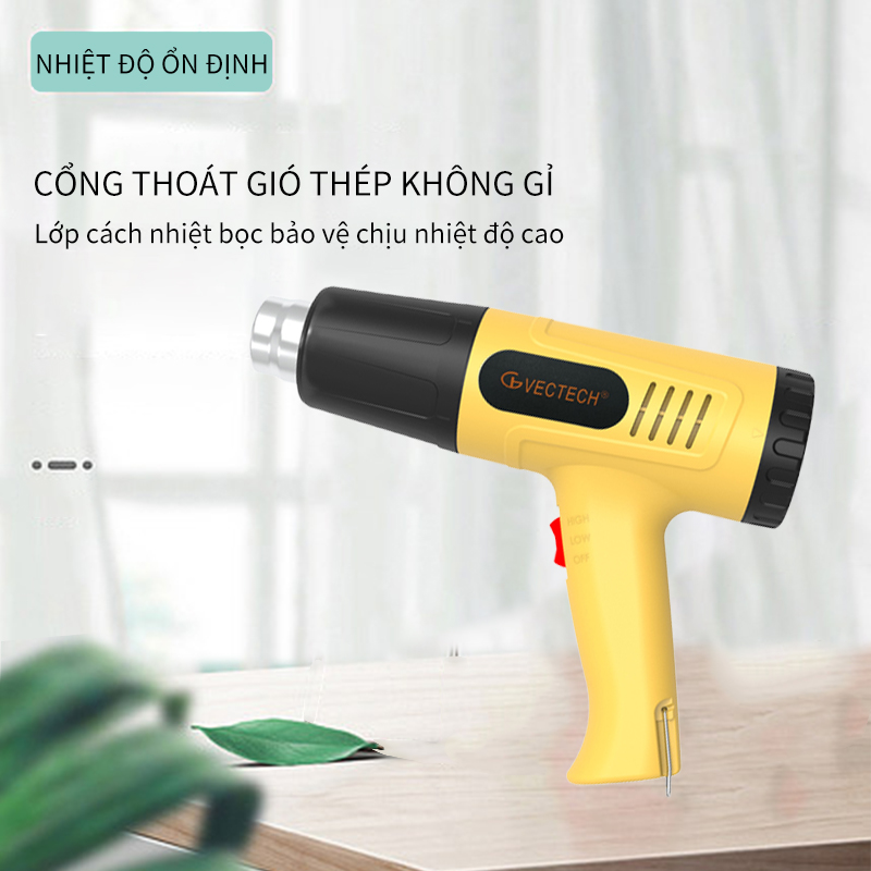 Máy khò nhiệt 200W Hai nấc điều chỉnh 300 600 độ Khò nóng nhanh chóng kiểm soát nhiệt độ tốt,gọn gàng giúp cho việc cầm nắm sử dụng trở nên đơn giản và không gây mỏi tay. 