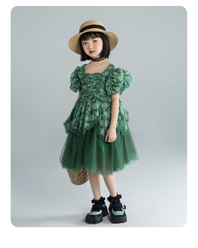 Cô gái lolita công chúa ăn mặc măng tây bong bóng bóng tay áo cô gái ăn mặc trẻ em han fan