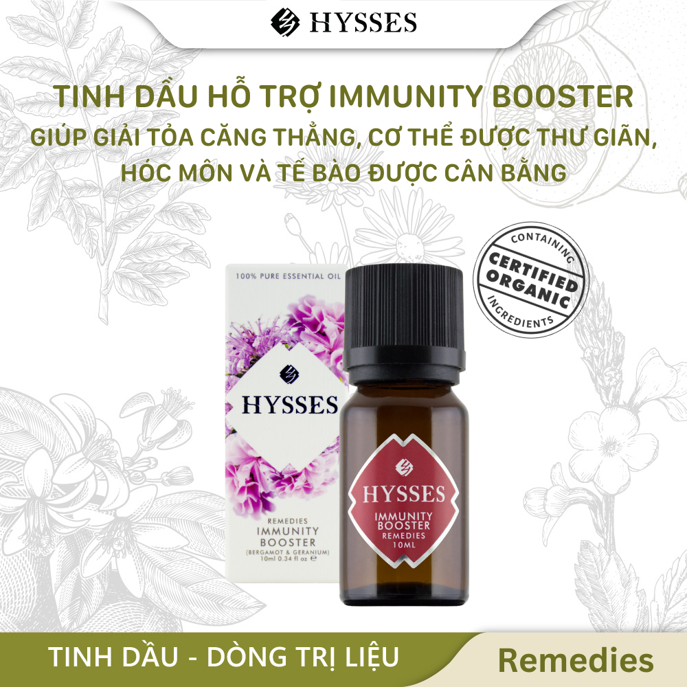 Tinh Dầu Cao Cấp Hysses Remedies Immunity Booster Nốt Hương Cam Quýt Dễ Chịu, Giảm Căng Thẳng, Tăng Sự Ngọt Ngào Với Tinh Dầu Cam Bergamot - Hoa Phong Lữ Hữu Cơ Tự Nhiên