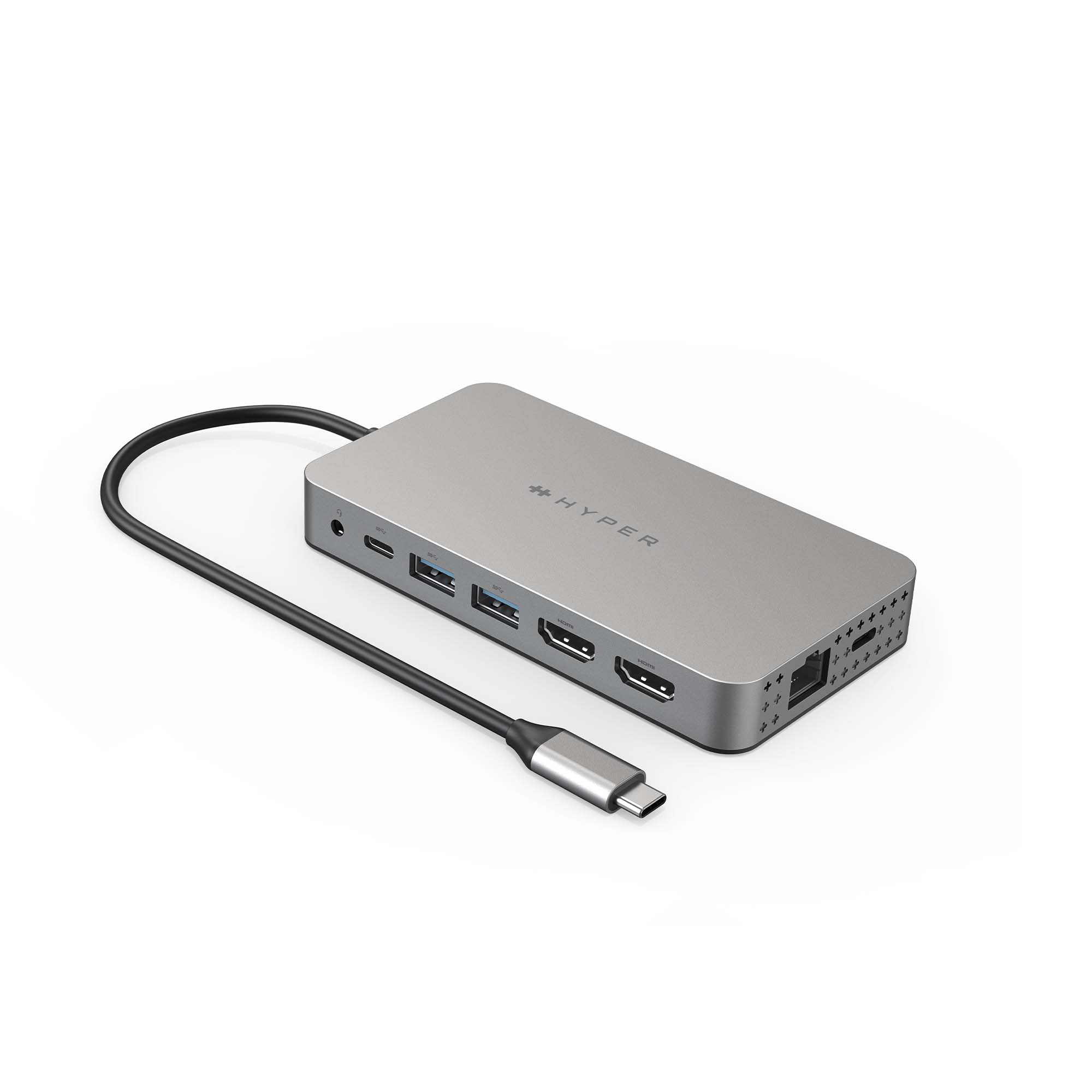 CỔNG CHUYỂN HYPER DUAL 4K HDMI 10 in1 ( ra 2 MÀN HÌNH) USB-C HUB FOR MACBOOK M1 HDM1H- Hàng chính hãng