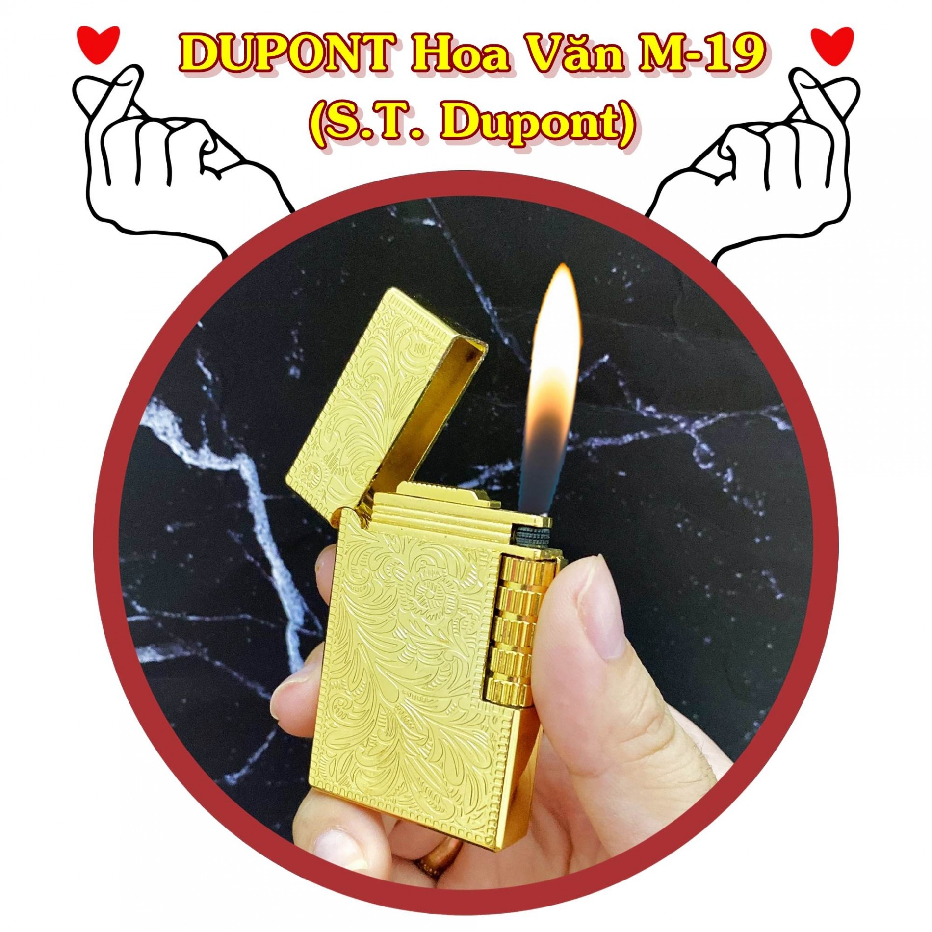 Hộp quẹt bật lửa Dupont hoa văn M-19  -