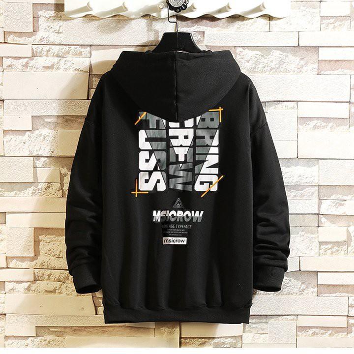 Áo mũ Hoodie Unisex MonsterX Msicrow form rộng 2 màu nỉ bông cặp đôi nam nữ Oversize Ulzzang thu đông