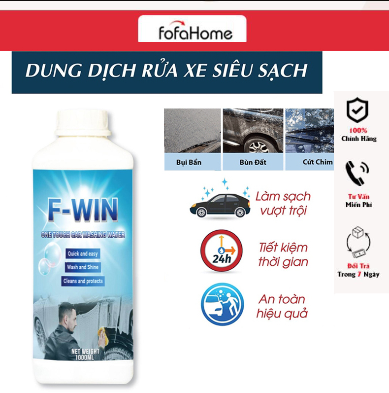 Dung Dịch Rửa Xe Không Chạm Nước Rửa Xe Bọt Tuyết FWin Loại 1 Lít