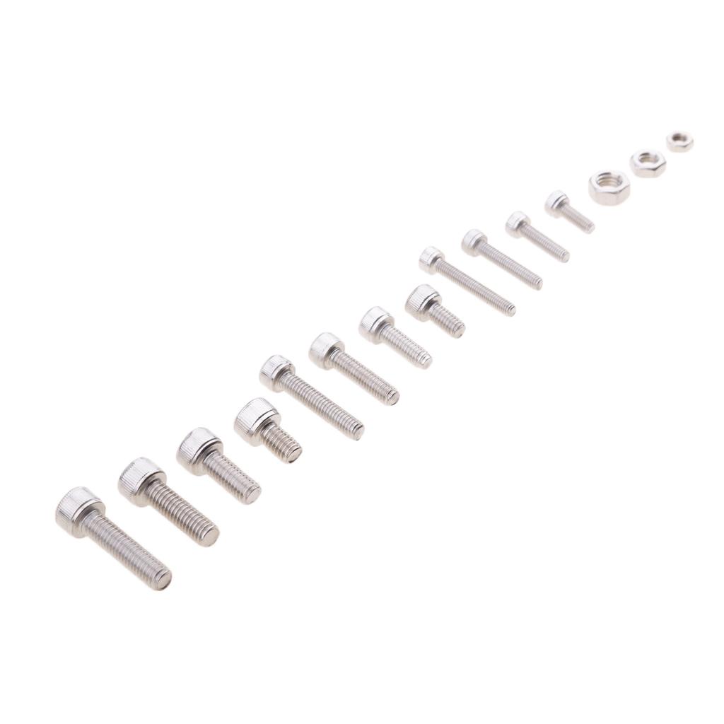 New 440pcs M3 M4 M5 304 Stainless Steel Hex Socket Head Bolts Screws Nuts Kit