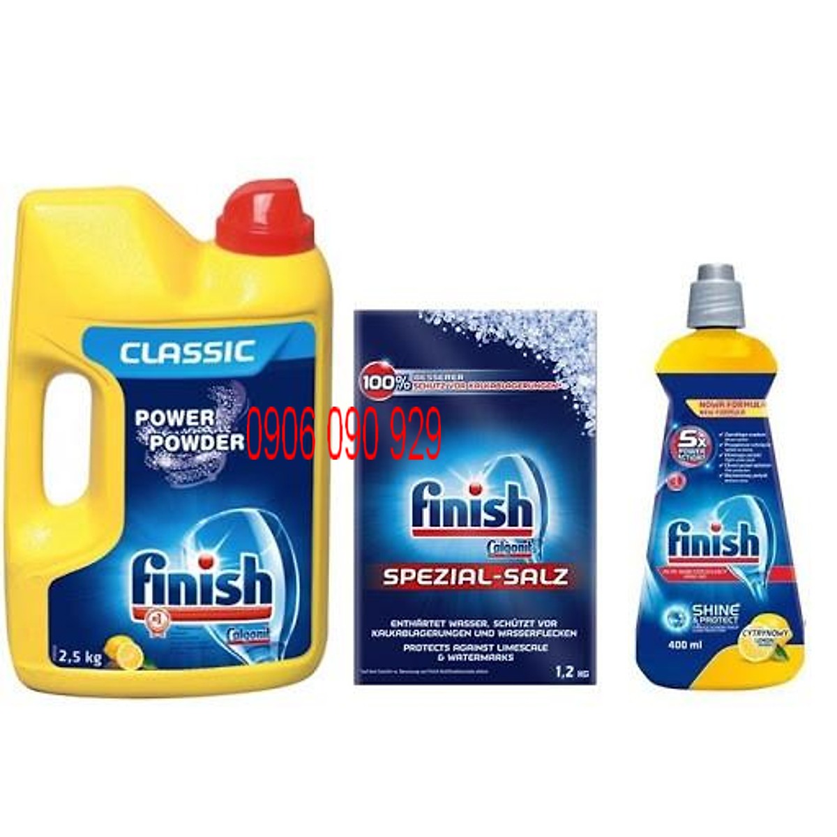 Combo muối rửa bát Finish 1.2kg+Bột Finish 2,5kg+Nước làm bóng finish chuyên dùng cho máy 400ml