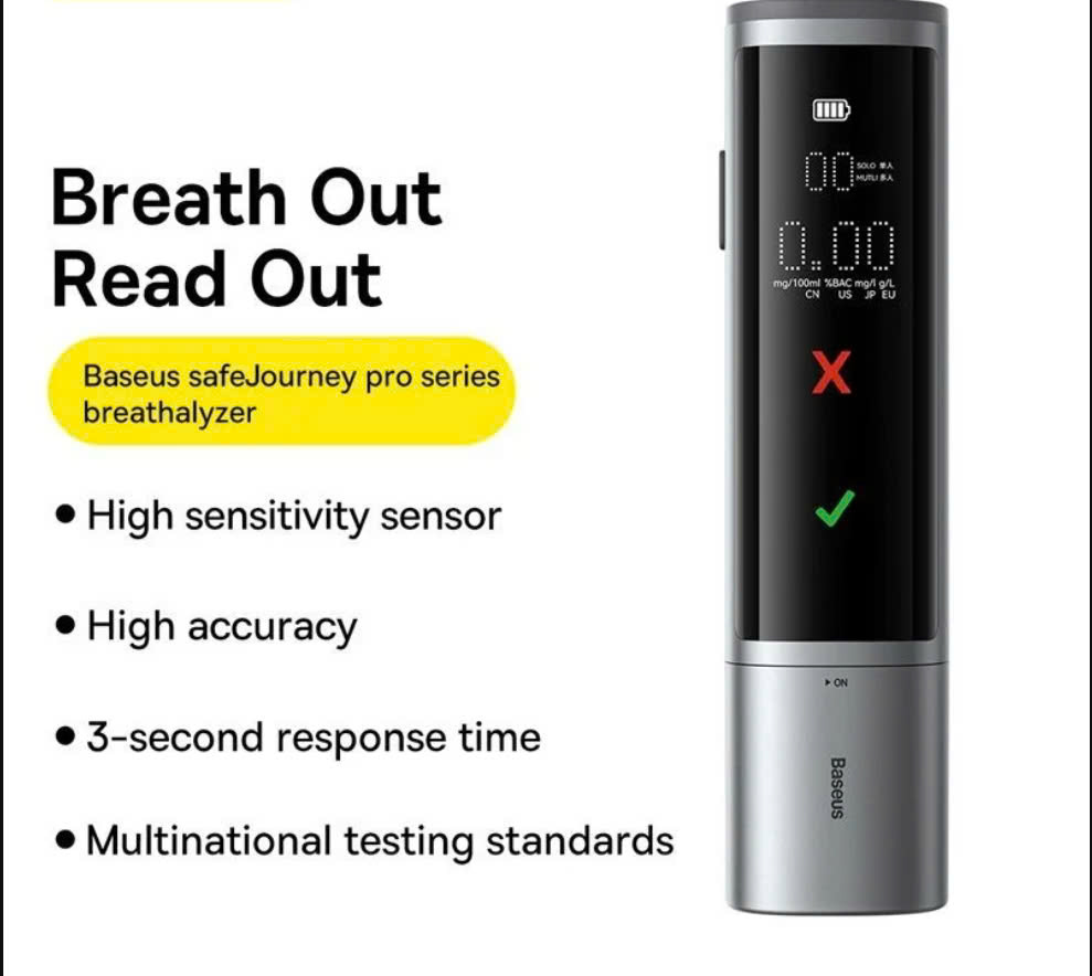 Máy đo nồng độ cồn tự động Baseus SafeJourney Pro Series Breathalyzer (màn hình LED USB ) hàng chính hãng