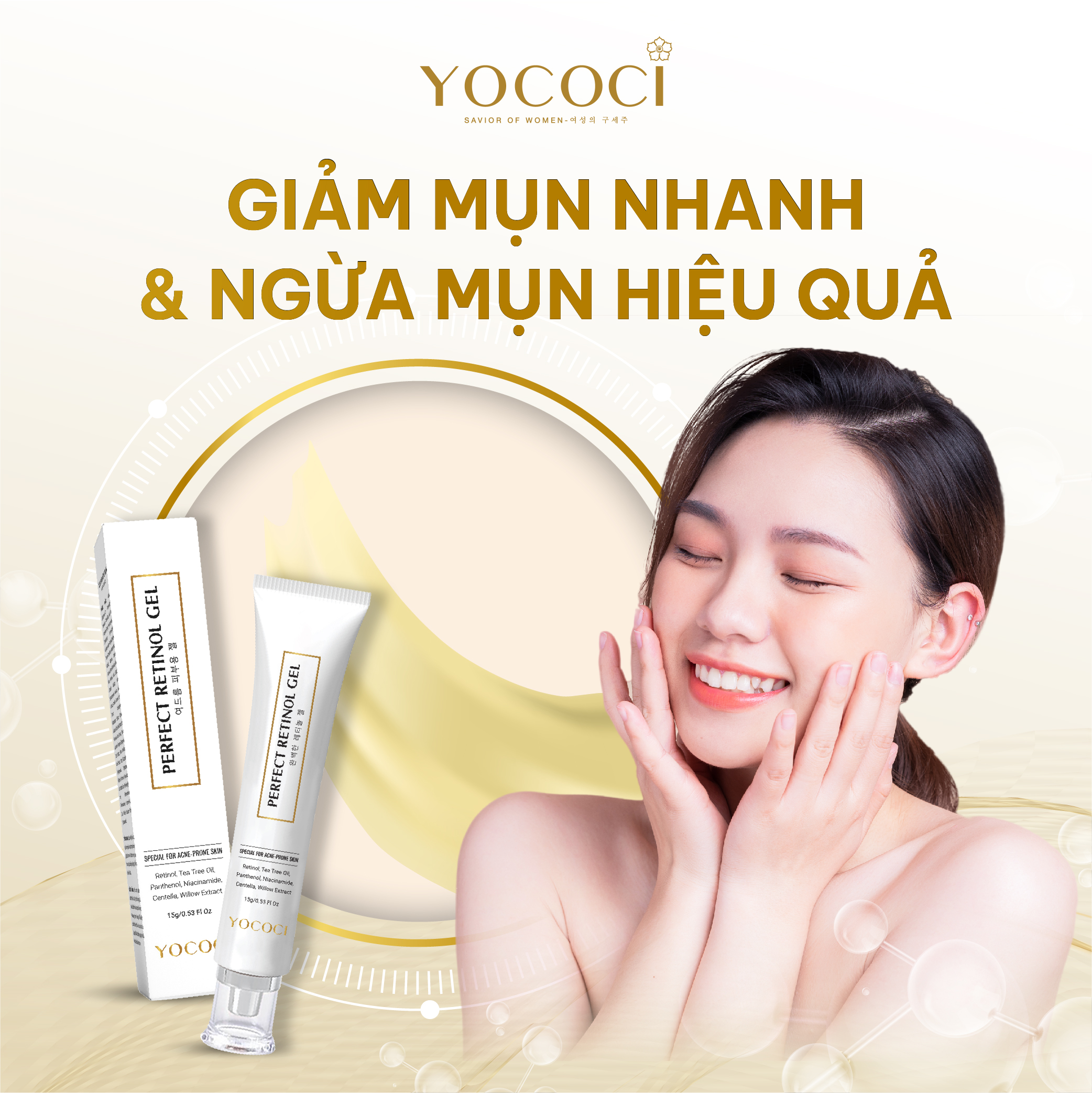 Gel Chấm Mụn Giúp Giảm Viêm Ngừa Mụn Mờ Thâm YOCOCI Perfect Retinol Gel 15G