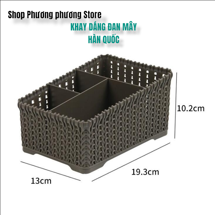 Khay đựng mỹ phẩm nhiều ngăn kiểu dáng mây đan HÀN QUỐC