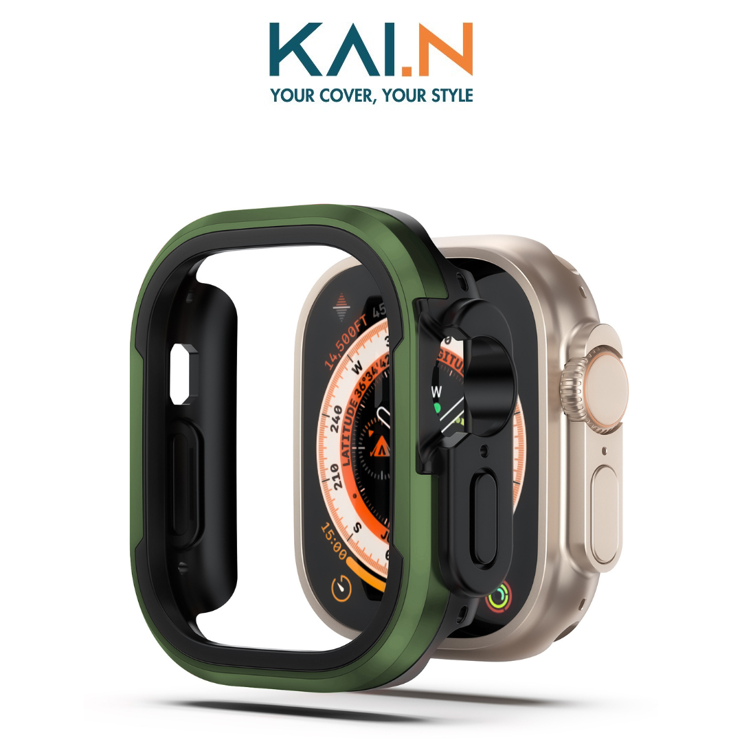 Ốp Case Bảo Vệ Viền Hợp Kim Dành Cho Apple Watch Ultra / Apple Watch Series, Kai.N Guard Case, Kết Hợp Lớp Đệm TPU - Hàng Chính Hãng