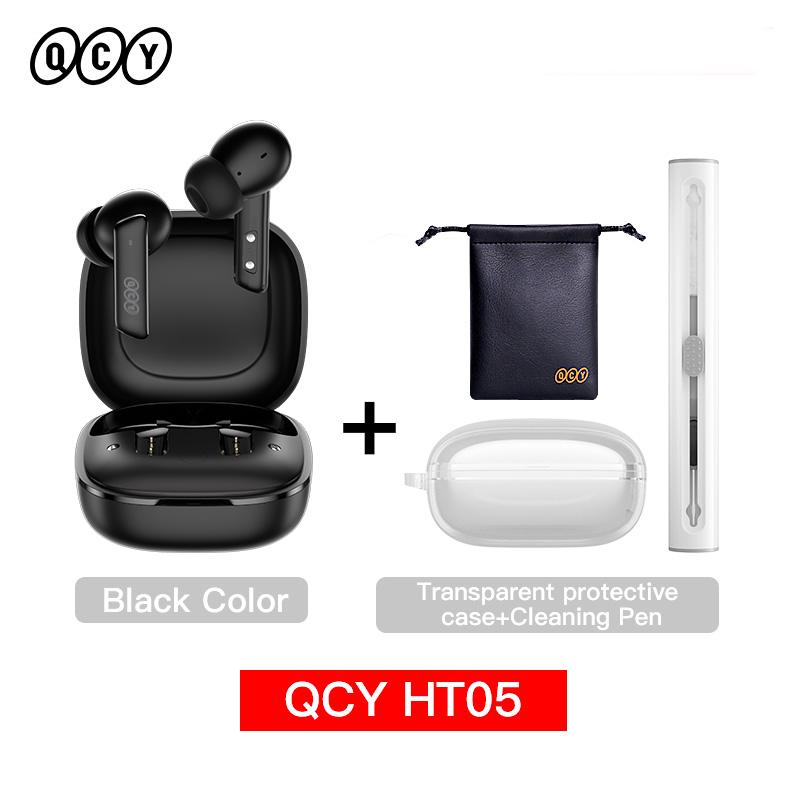 Tai nghe không dây QCY HT05 ANC Loại bỏ tiếng ồn 40dB Tai nghe Bluetooth 5.2 6 Mic ENC HD Gọi Tai nghe TWS Chế độ trong suốt Màu sắc: Bla kèm phụ kiện