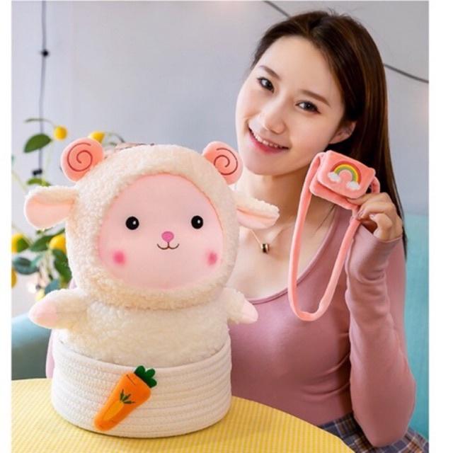 Gối bông Cừu Túi Chéo cao cấp siêu dễ thương đủ size