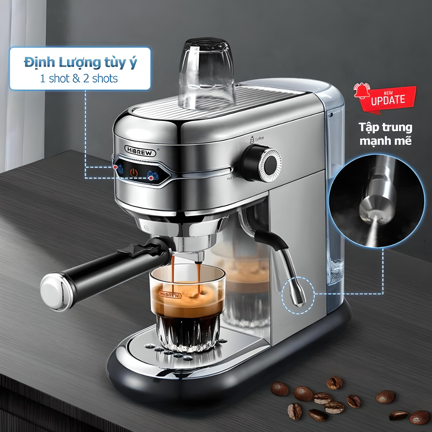 Máy pha cà phê espresso bán tự động, thương hiệu Mỹ HiBREW cao cấp - H11 - HÀNG CHÍNH HÃNG