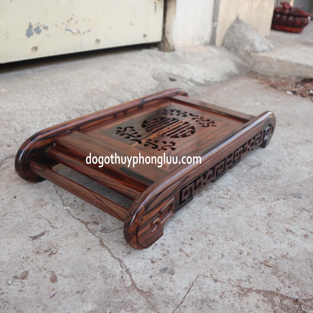 Khay trà chân cuốn gỗ mun cao cấp