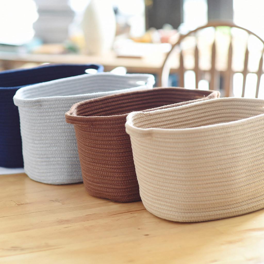 Nordic Cotton Woven Storage Basket for Laundry Sundries Toy Organizer Beige