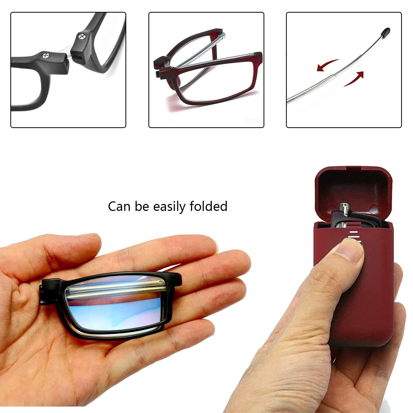 2 cặp kính đọc sách có thể gập lại đàn ông Bộ lọc ánh sáng xanh đọc sách hỗ trợ đọc viện trợ với kính cứng để dễ mặc 1,50