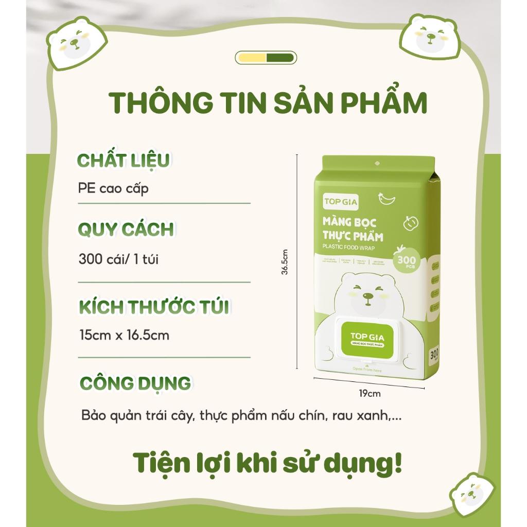 Túi bọc thực phẩm treo tường TOPGIA, chất liệu PE an toàn, chun siêu dai và đàn hồi cao