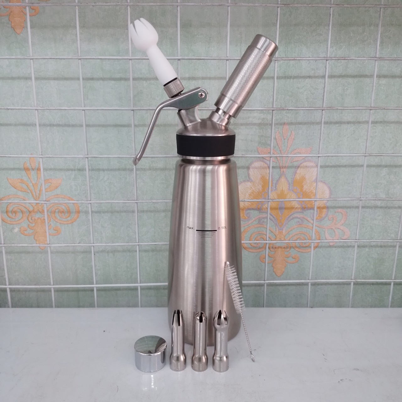 Bình xịt kem tươi dung tích 500ml, chất liệu INOX