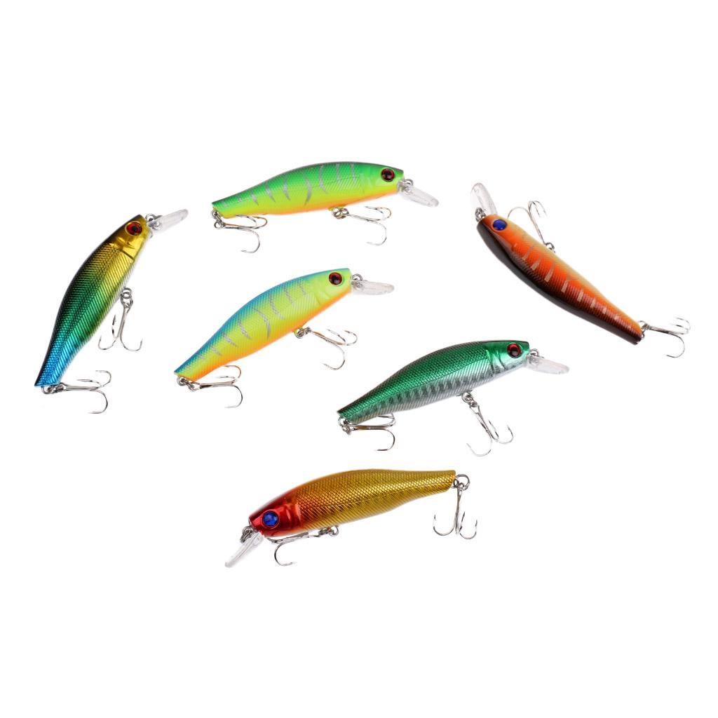 6 Pieces 8cm Fishing Lure Hard Bait Fish Minnow Artificial Baits Fishing Wobbler Lures Crankbait with VMC Hooks Fishing Equipment