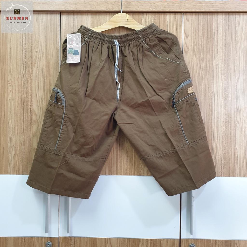 Quần Short Nam Kaki Lụa Xịn Túi Hộp Lưng Thun Co Giãn From Rộng Thoải Mái Có Túi Khóa Kéo SUNMEN Size Từ 28 - 40