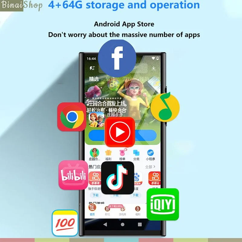 Ruizu H12 - Máy Nghe Nhạc, Xem Video Màn Hình Cảm Ứng IPS 4.8 Inch, Android 10, Bluetooth 4.2, Kết Nối Wifi, Thời Lượng Pin 20H - Hàng chính hãng