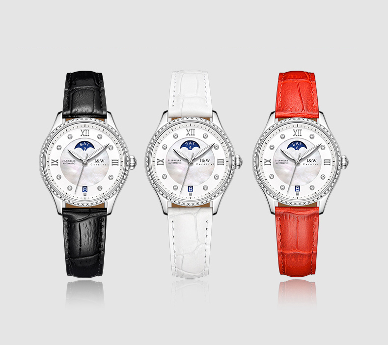Đồng hồ nữ chính hãng I&amp;W CARNIVAL IW582G-1 Kính sapphire ,chống xước ,Chống nước 30m ,Bảo hành 24 tháng,Máy cơ (Automatic),dây da cao cấp, thiết kế đơn giản dễ đeo