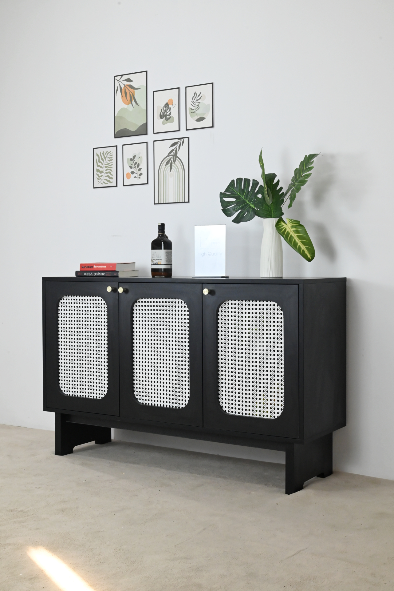 [Happy Home Furniture] MEYDAN, Tủ lưu trữ 3 cánh mây, 128cm x 40cm x 80cm ( DxRxC), TCM_054