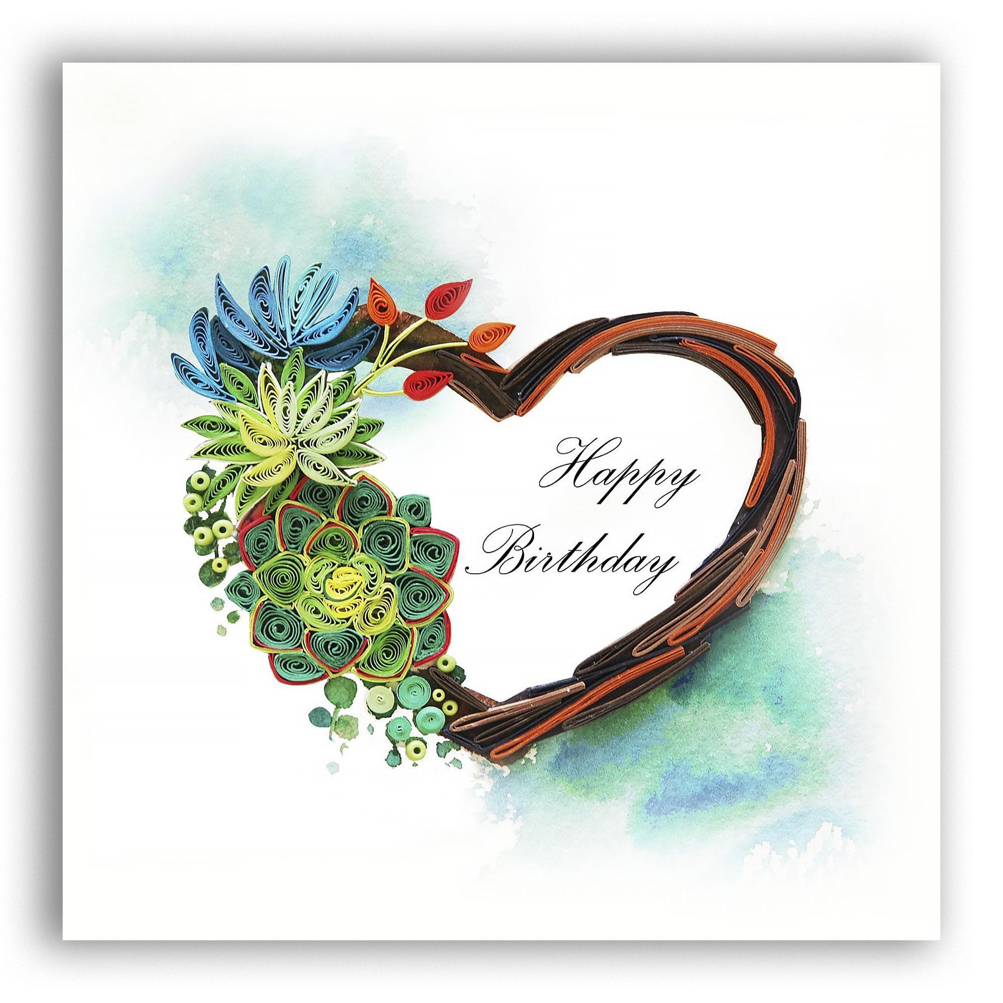 Thiệp Giấy Xoắn (Quilling Cards) - Thiệp Sinh Nhật, Tình Yêu, Chúc Mừng - BIRTHDAY 15x15cm