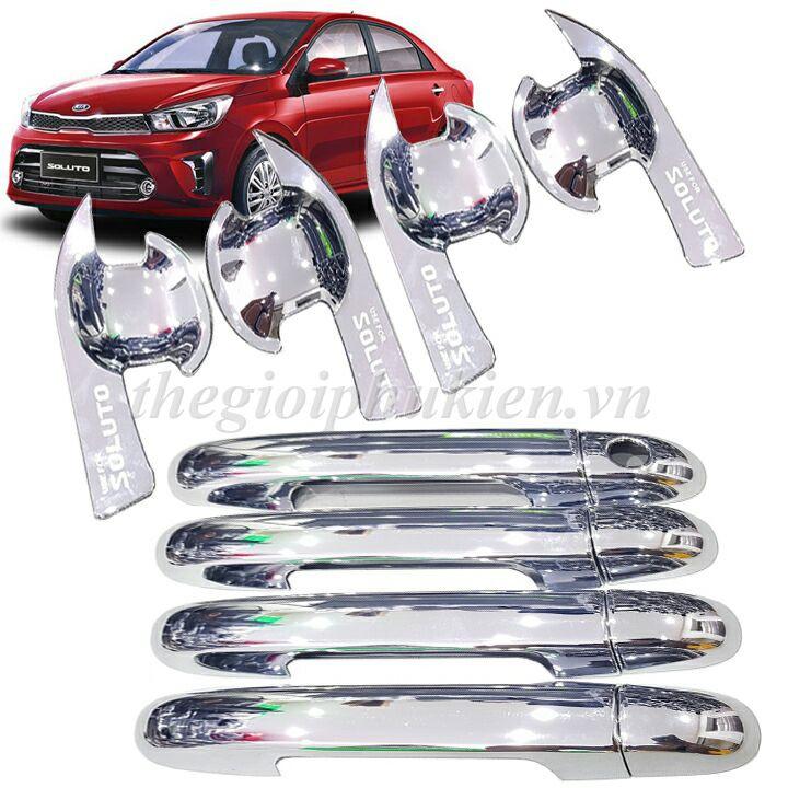 Bộ ốp tay nắm cửa, hõm cửa xe KIA Soluto mạ crom cao cấp