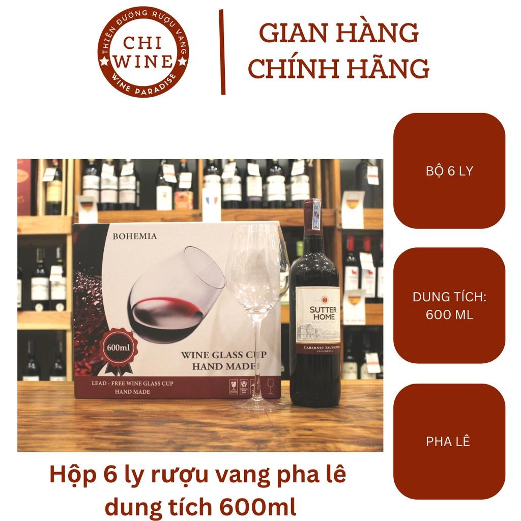 Bộ 6 ly rượu vang pha lê cao cấp dung tích 600 ml