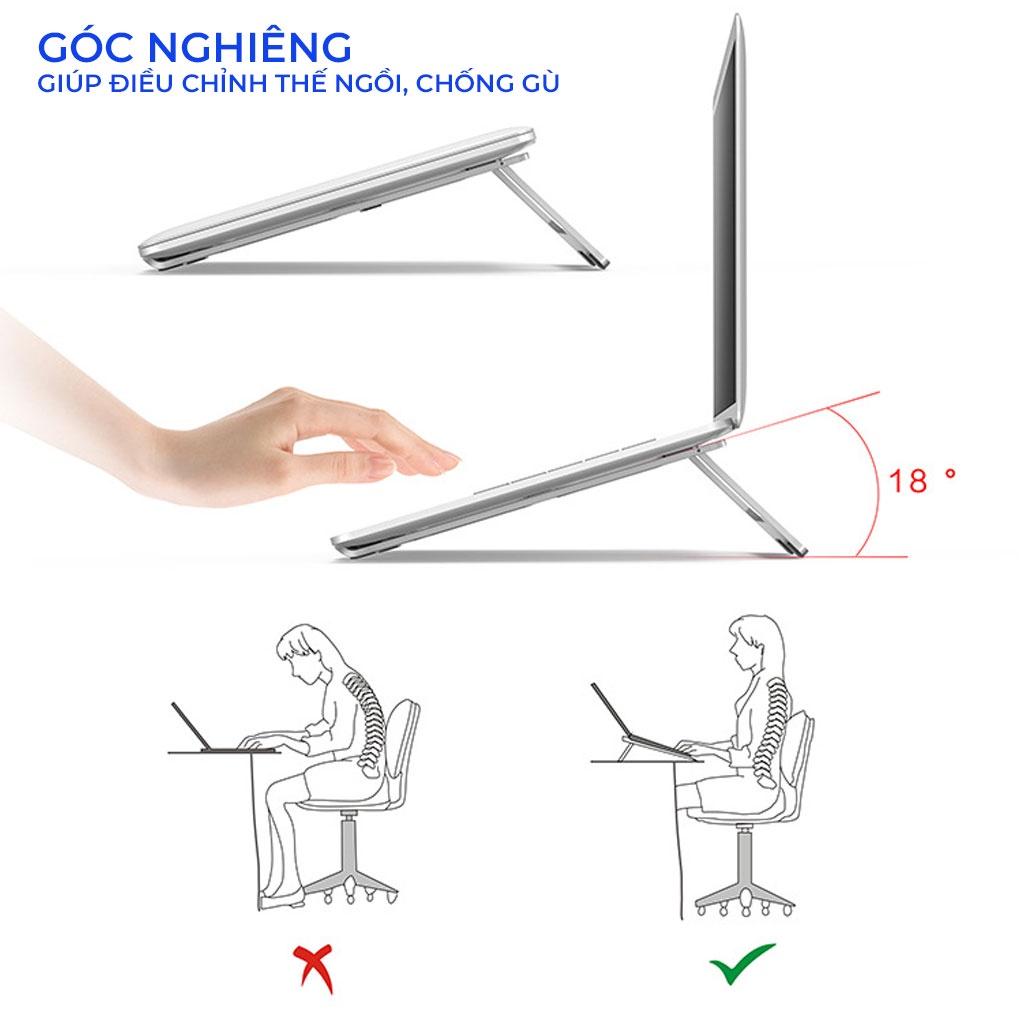 Đế tản nhiệt laptop HXSJ X5 bằng nhôm nguyên khối siêu mỏng nhẹ dùng cho máy 13- 15.6 inch - Hàng Chính Hãng