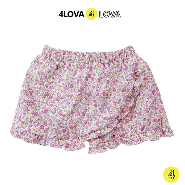 Chân váy giả quần short bé gái 4LOVA thô cotton hoa nhí xinh dễ thương thoáng mát