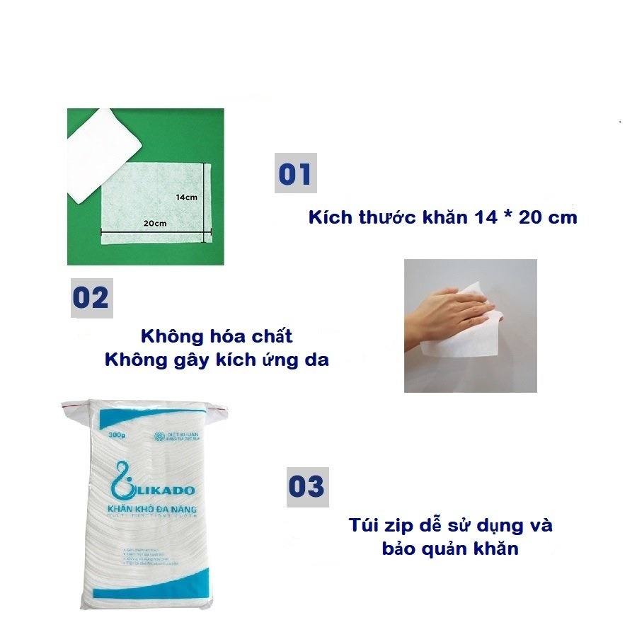 Combo 5 Bịch Khăn Vải Khô Likado (300g)
