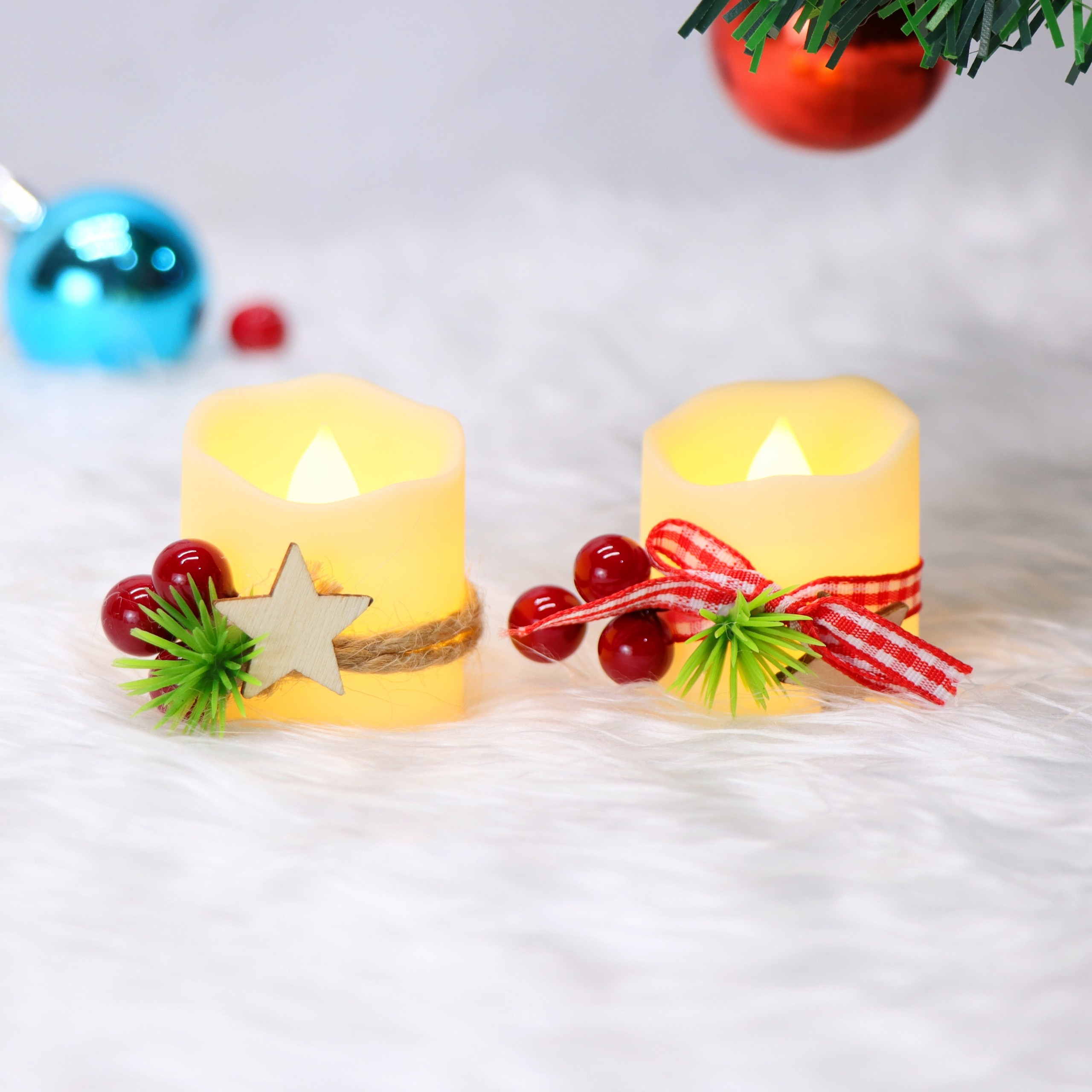 Nến Điện Tử  Nhí Đính Phụ Kiện Trang Trí Giáng Sinh Noel