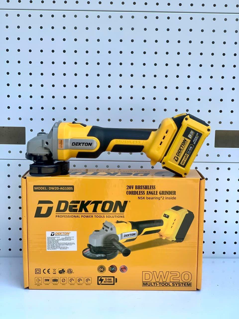 MÁY MÀI GÓC CÔNG TẮC TRƯỢT DÙNG PIN 20V DEKTON DW20-AG100S - HÀNG CHÍNH HÃNG