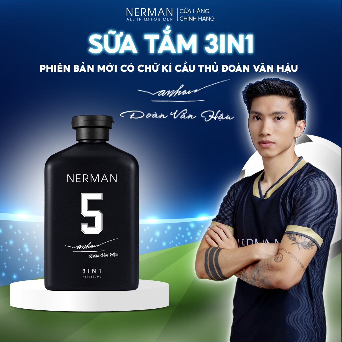 Combo Badboy Nerman - Sữa tắm gội 3in1 hương nước hoa cao cấp 350ml &amp; Gel vệ sinh nam 100ml &amp; Nước hoa khử mùi 100ml