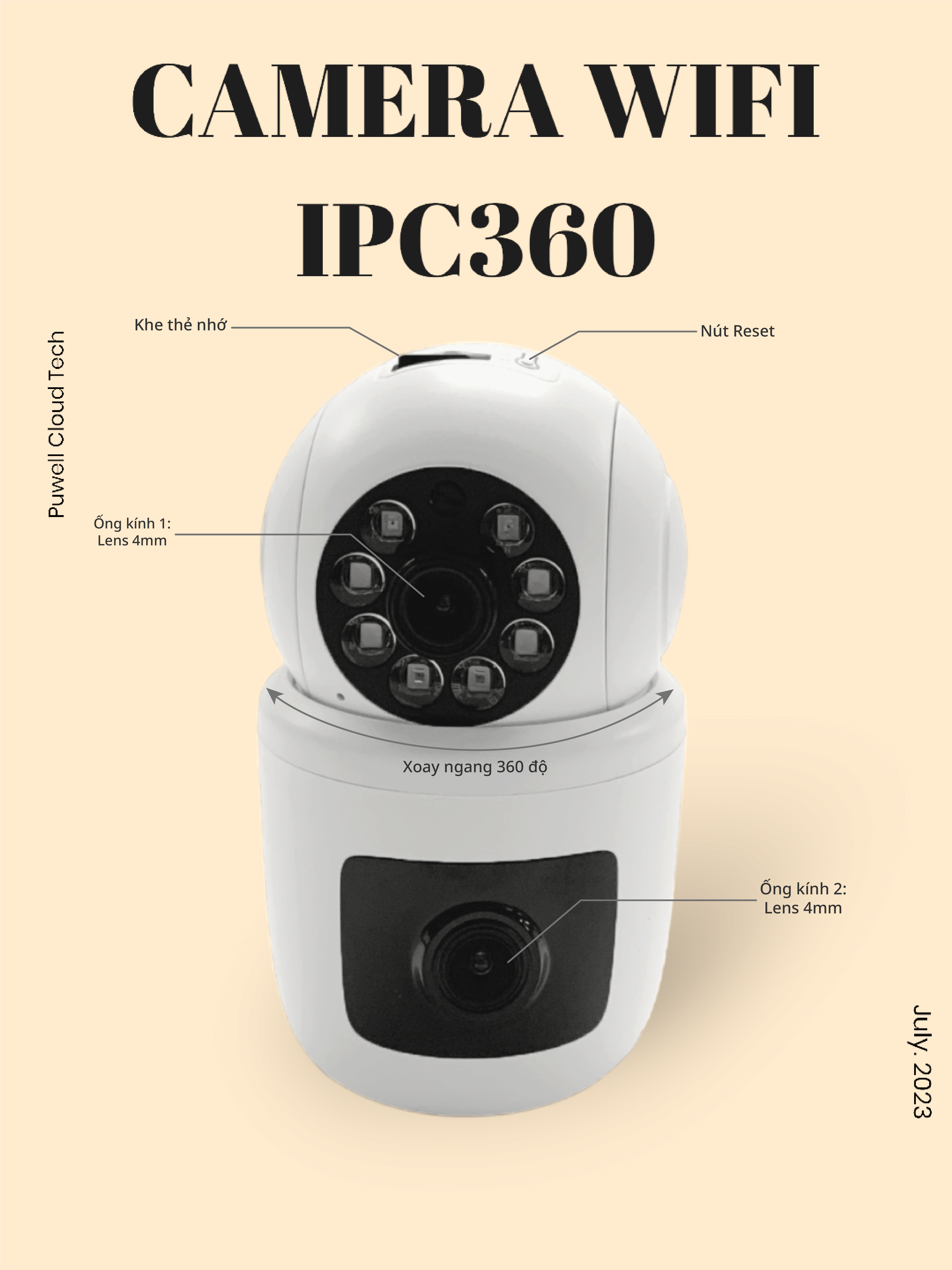 (Giao hoả tốc 2h) Camera Wifi IPC360 Bullet 2 ống kính, ống kính trên xoay ngang 360 độ, thu phóng 10 lần (hàng chính hãng)