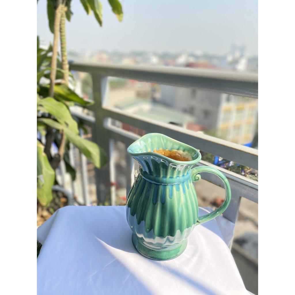 LỌ HOA BÁT TRÀNG DÁNG CA SỮA SỌC DƯA TRANG TRÍ NHÀ