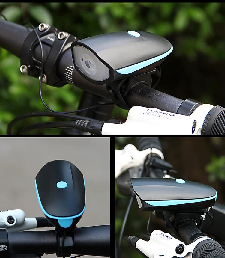 Đèn xe đạp thể thao siêu sáng có còi pin sạc usb led T6 chống nước - Đèn còi xe đạp có 3 chế độ sáng còi to - Chính hãng Amalife