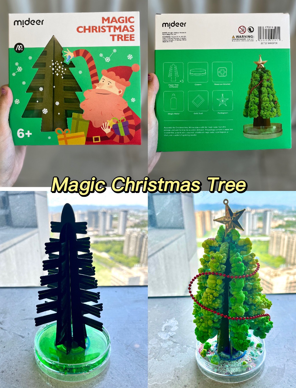 Cây thông Noel Mini để bàn phủ tuyết tự nở thần kỳ - Mideer Magic Christmas Tree - Quà Giáng sinh 2022 cho bé