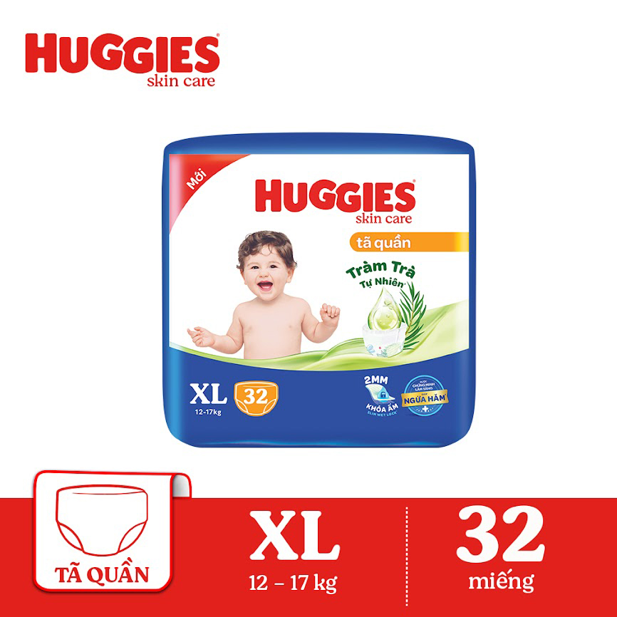 Tã/bỉm quần HUGGIES SKINCARE gói JUMBO size XL 32 miếng