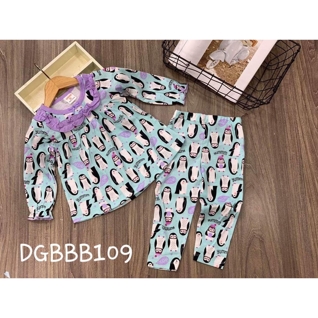 Bộ dài tay thun borip bèo cổ siêu xinh cho bé gái từ 11 đến 23kg - Bộ dài bé gái