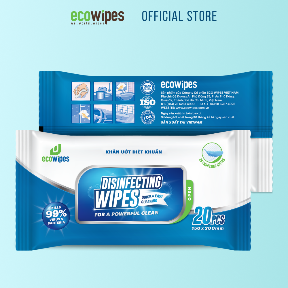 Khăn ướt diệt khuẩn Disinfecting Wipes diệt 99,9% vi khuẩn hương chanh dịu nhẹ không kích ứng da