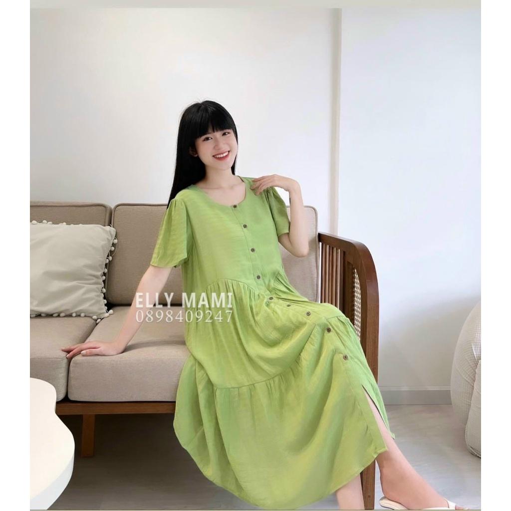Váy bầu cao cấp chất đũi Hàn mát mềm mịnđầm bầu mùa hè siêu mátváy cho bà bầu free size 43-67kg