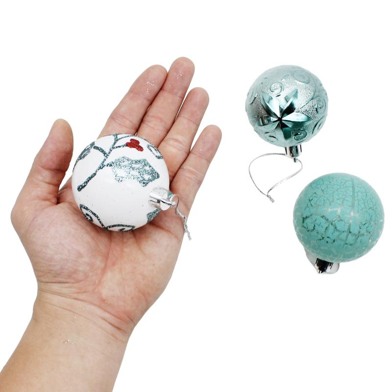 Hộp 12 Trái Châu Trang Trí Giáng Sinh - 6ADCL12-H12/2H - Trắng - Xanh Mint