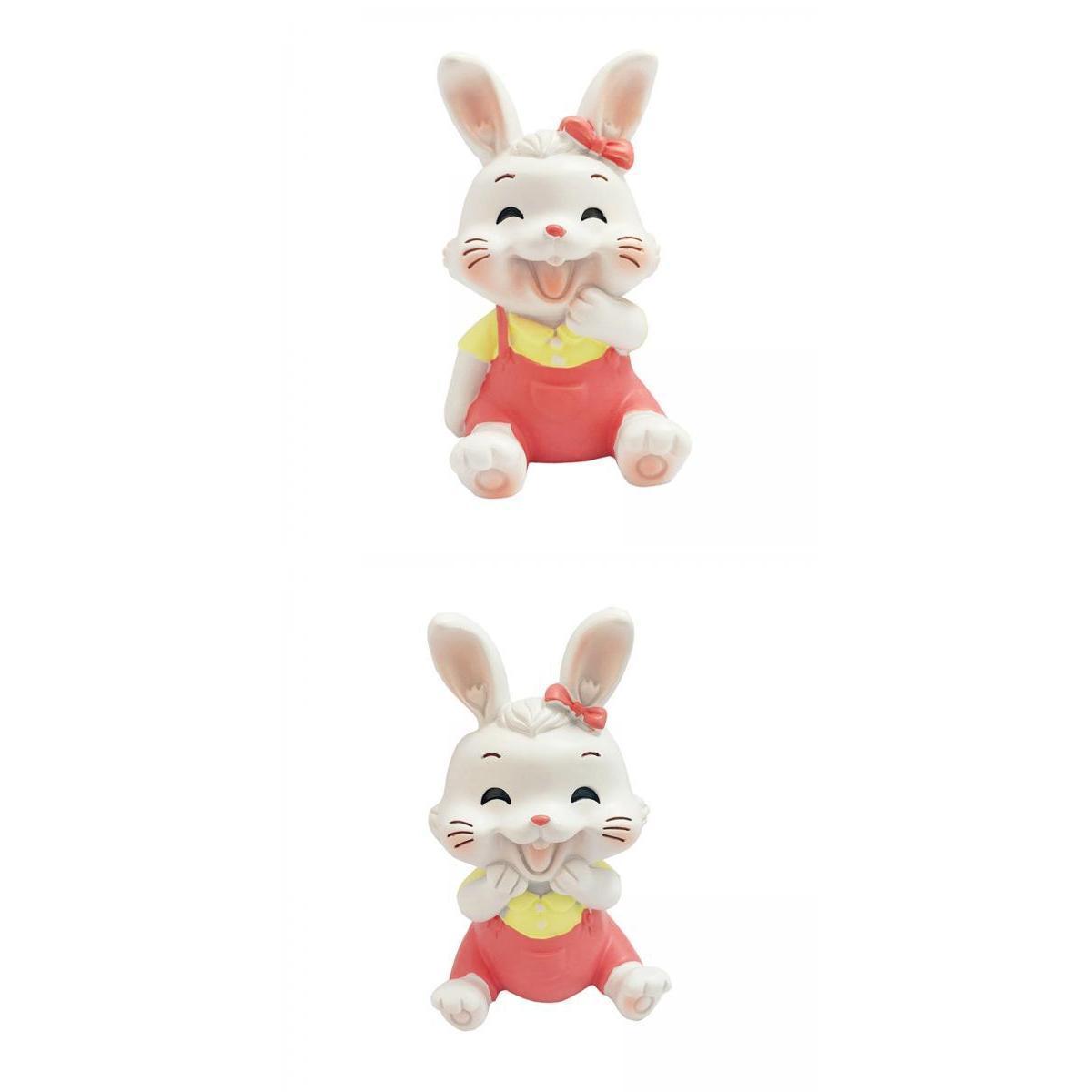 2 Rabbit Statue Animal Figures Art Sculpture for Office