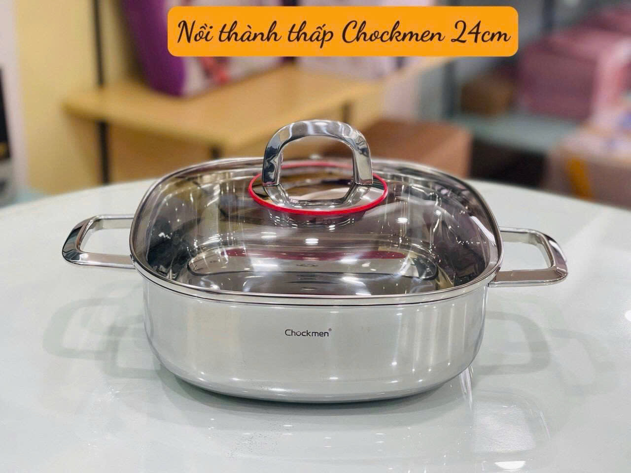 [Hàng chính hãng] CKM134 - Nồi vuông Chockmen loại thấp size 24cm - 3,5L 3 lớp