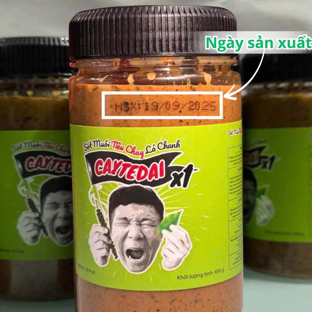 Sốt Muối Tiêu Chay Lá Chanh CayTeDai X1 - Sốt Ăn Liền Lâm Vlog Caytedai Hương Vị Chua Cay Mặn Ngọt Hài Hòa, Phù Hợp Ăn Vặt &amp; Bữa Chính
